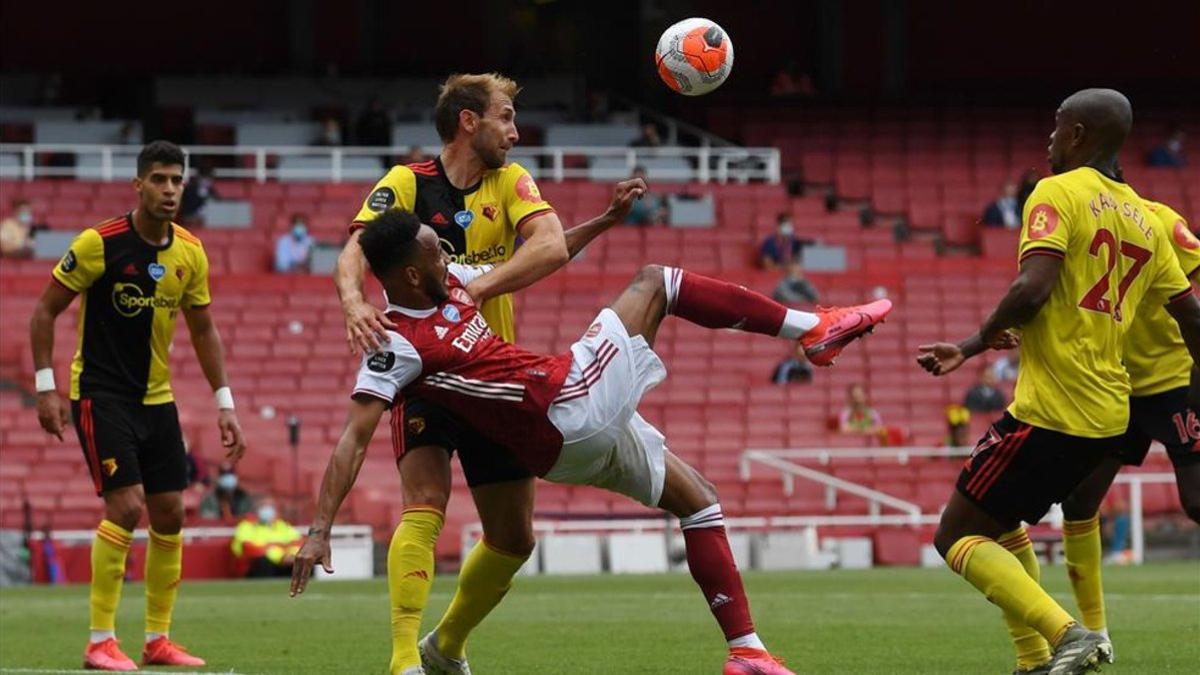 Aubameyang, en partido de Premier