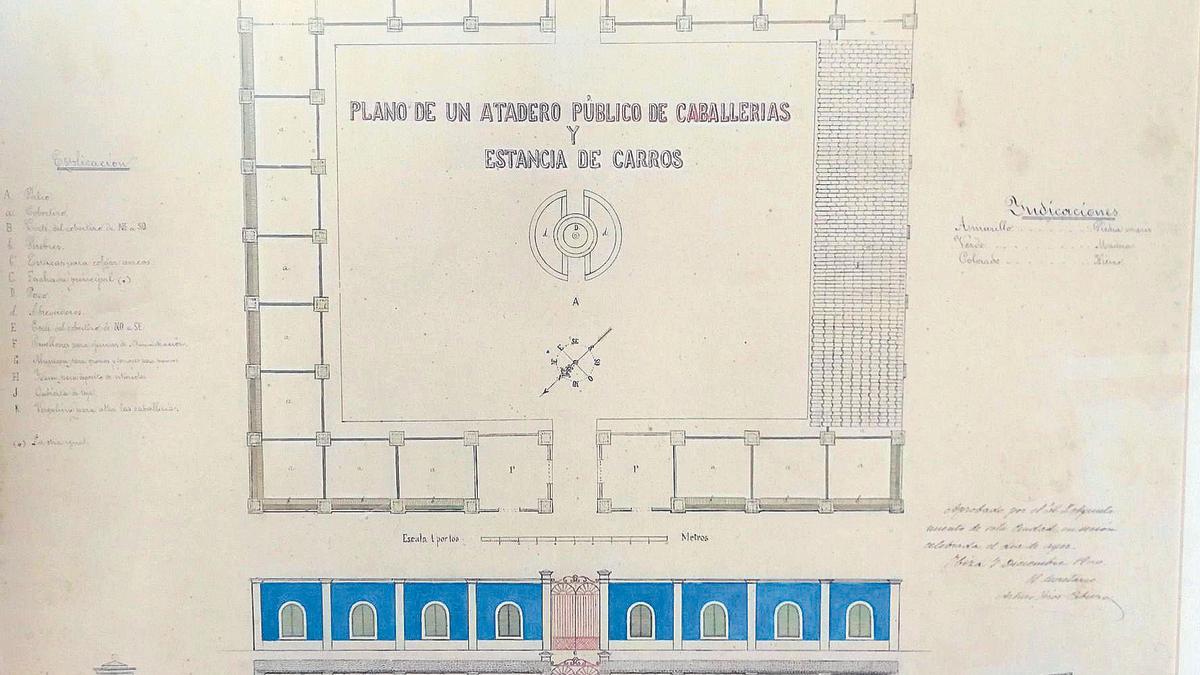 Plànol del ‘Atadero público de caballerias y estancia de carros’ de l’any 1900 adquirit per l’AHEiF l’any 2020.