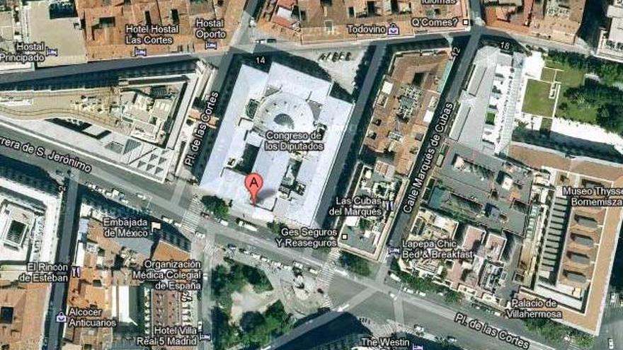 El Congreso de los Diputados visto en Google Maps