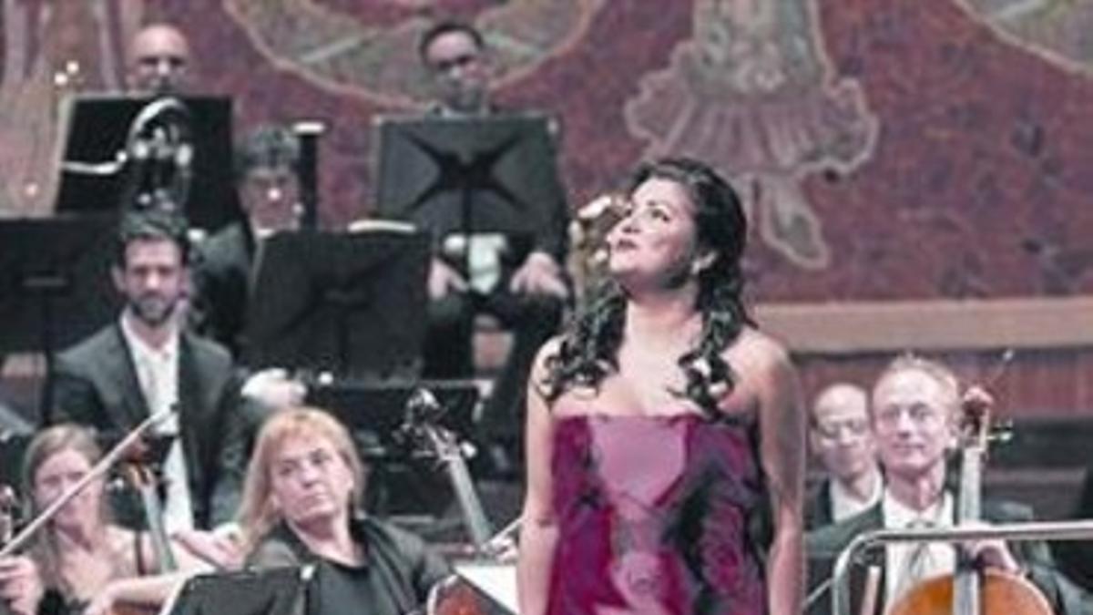 Anna Netrebko, durante el recital que ofreció en el Palau de la Música.