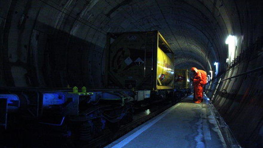 El túnel del Pertús en un simulacre d&#039;emergència.