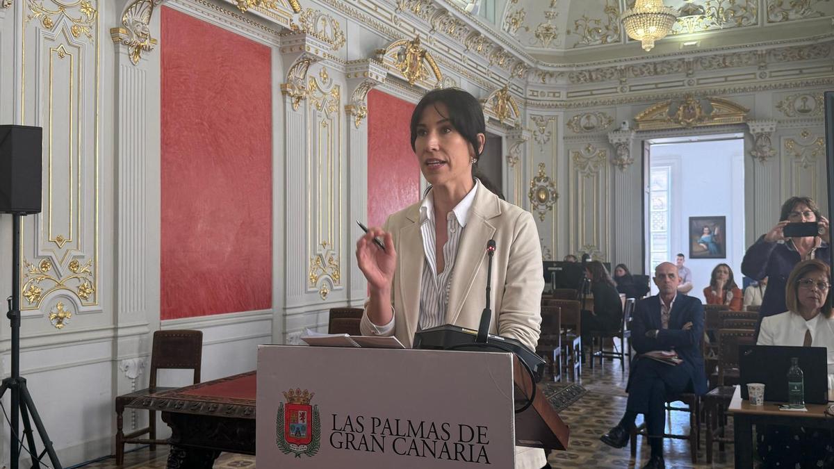 Isabel Bas, portavoz de la plataforma Las Palmas siempre limpia durante el pleno.