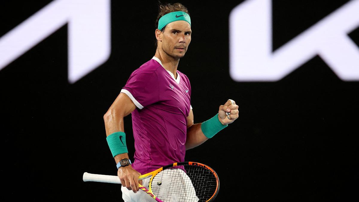 Nadal celebrando un punto en la Rod Laver