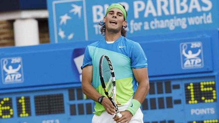 Nadal durante el partido de ayer en Londres.