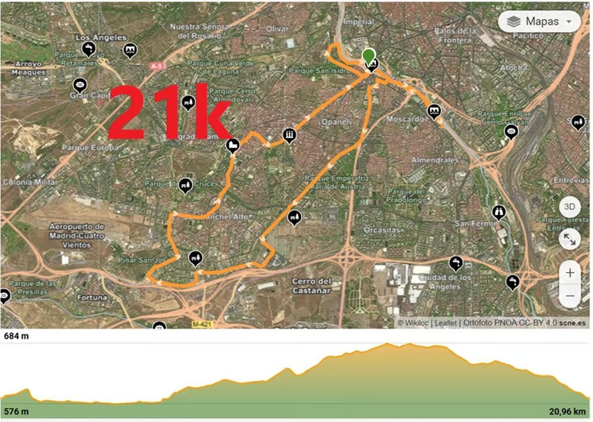 Recorrido de la VI Media Maratón de Carabanchel