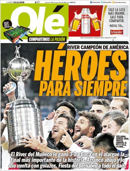 Portada OLÉ lunes 10 de diciembre de 2018