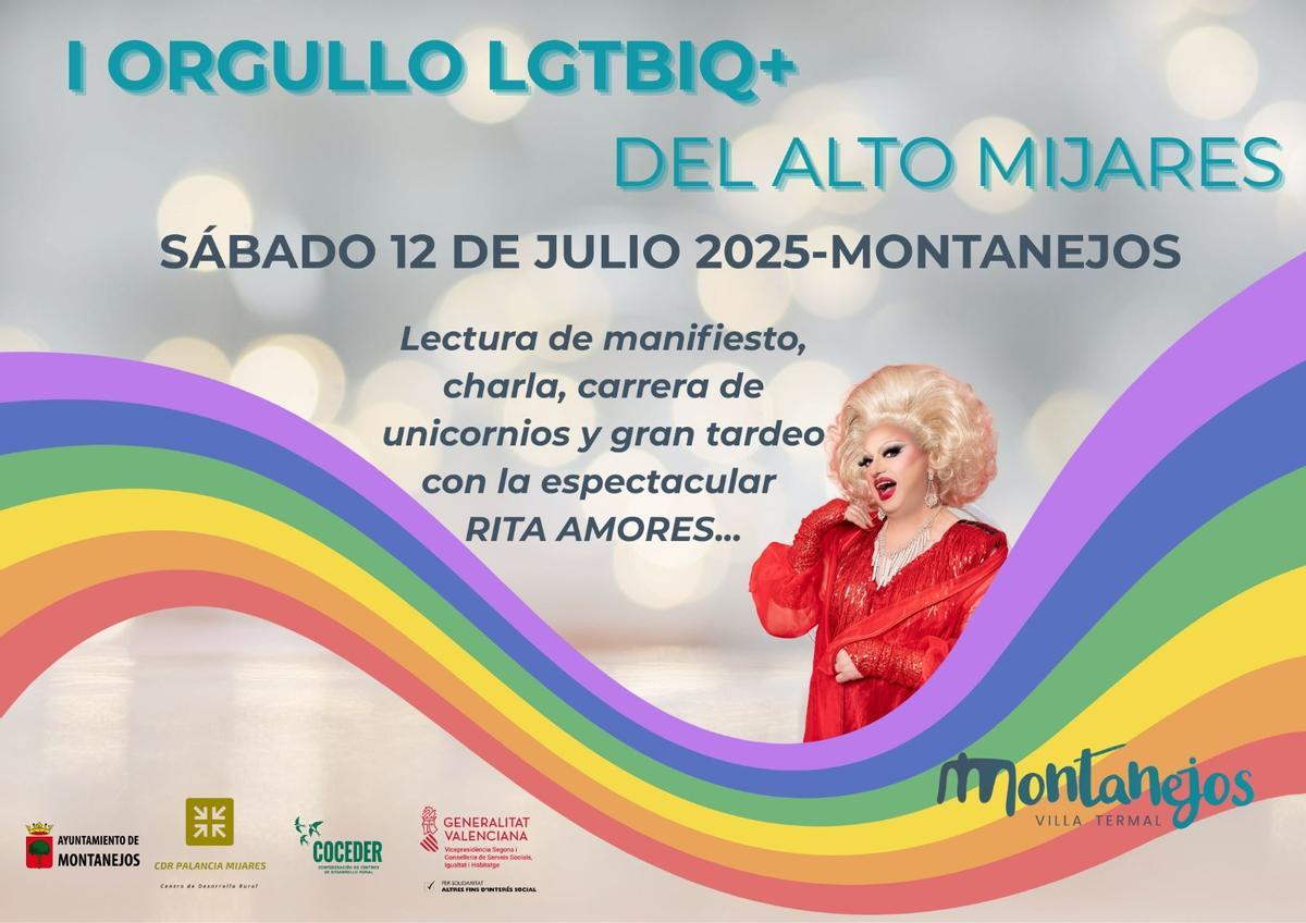 Programa del primer Orgullo LGTBIQ+ del Alto Mijares que se celebrará en Montanejos.