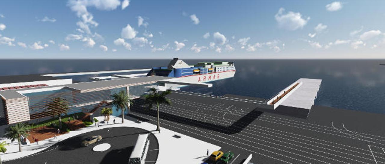 Vista de la futura terminal de Naviera Armas en el Puerto de La Luz.