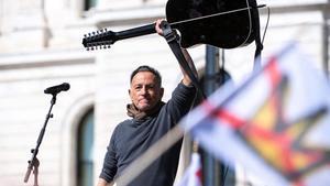 Protesta No Kings contra el presidente estadounidense Donald Trump, en los Estados Unidos. En la imagen el músico Bruce Springsteen