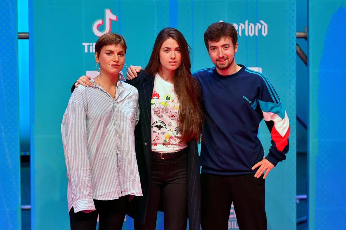 Spanish band Belako pose on the red carpet ahead of the MTV Europe Music Awards at the Bizkaia Arena in the northern Spanish city of Bilbao on November 4, 2018. (Photo by ANDER GILLENEA / AFP)