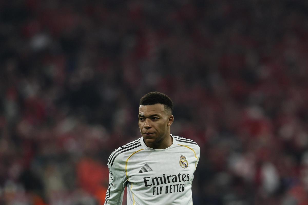 Kylian Mbappé, delantero del Real Madrid, durante la eliminación blanco ante el Bayern en Múnich.