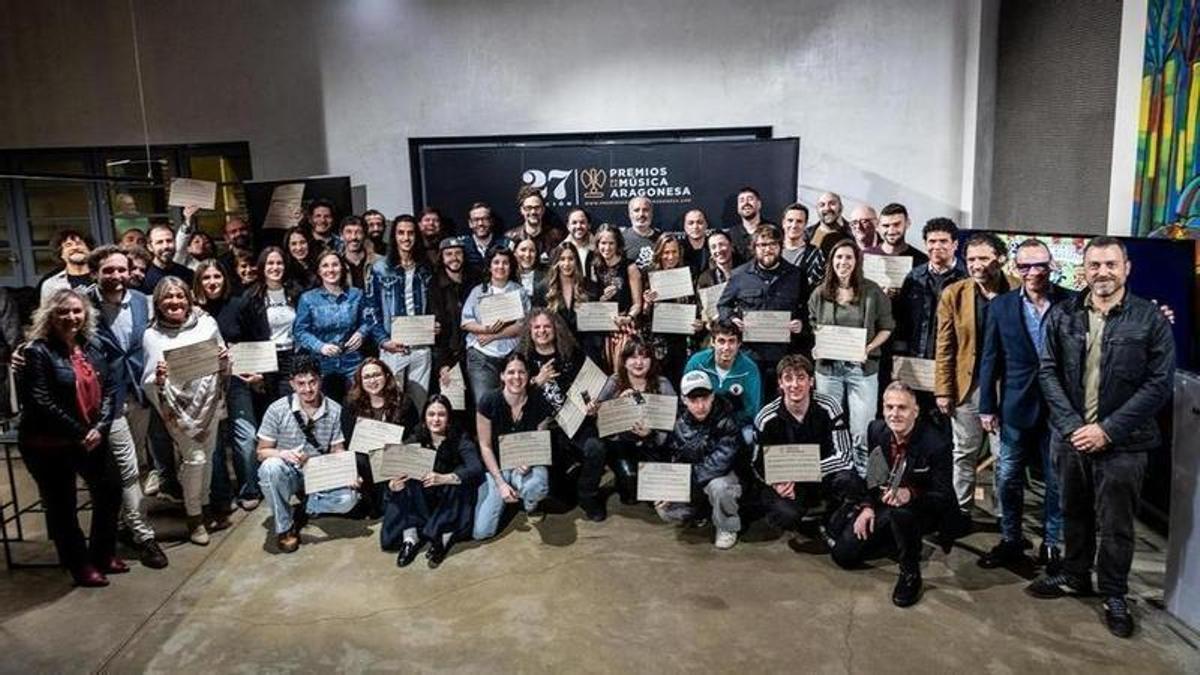 Los nominados a los premios de la música aragonesa, el pasado 16 de marzo en Zaragoza.
