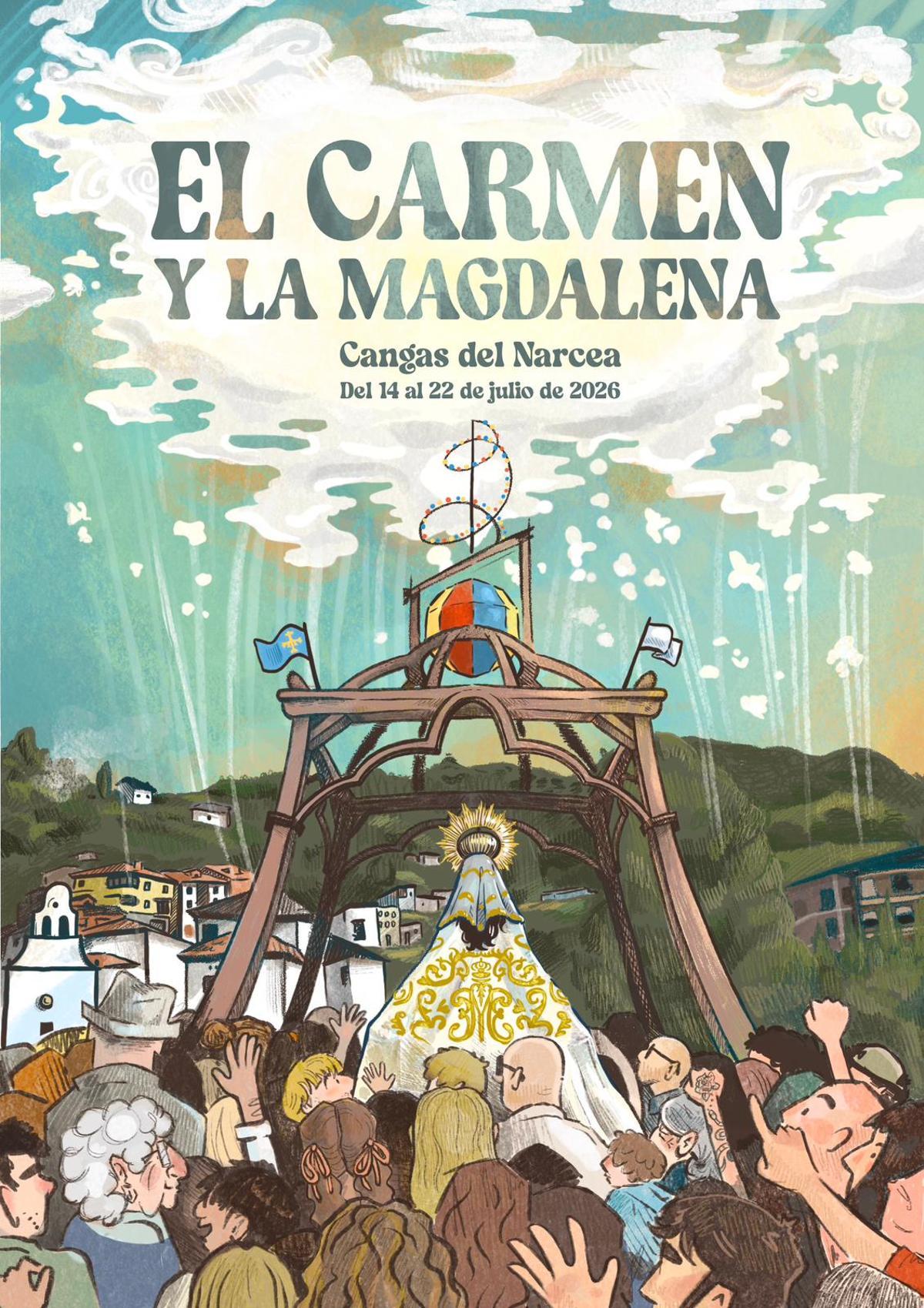 Cartel de las fiestas del Carmen y la Magdalena de Cangas del Narcea.