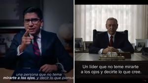 Comparación de los dos vídeos en los que se evidencía el plagio que un exalcalde mexicano ha hecho de un discurso de la serie de Netfix ’House of cards’.