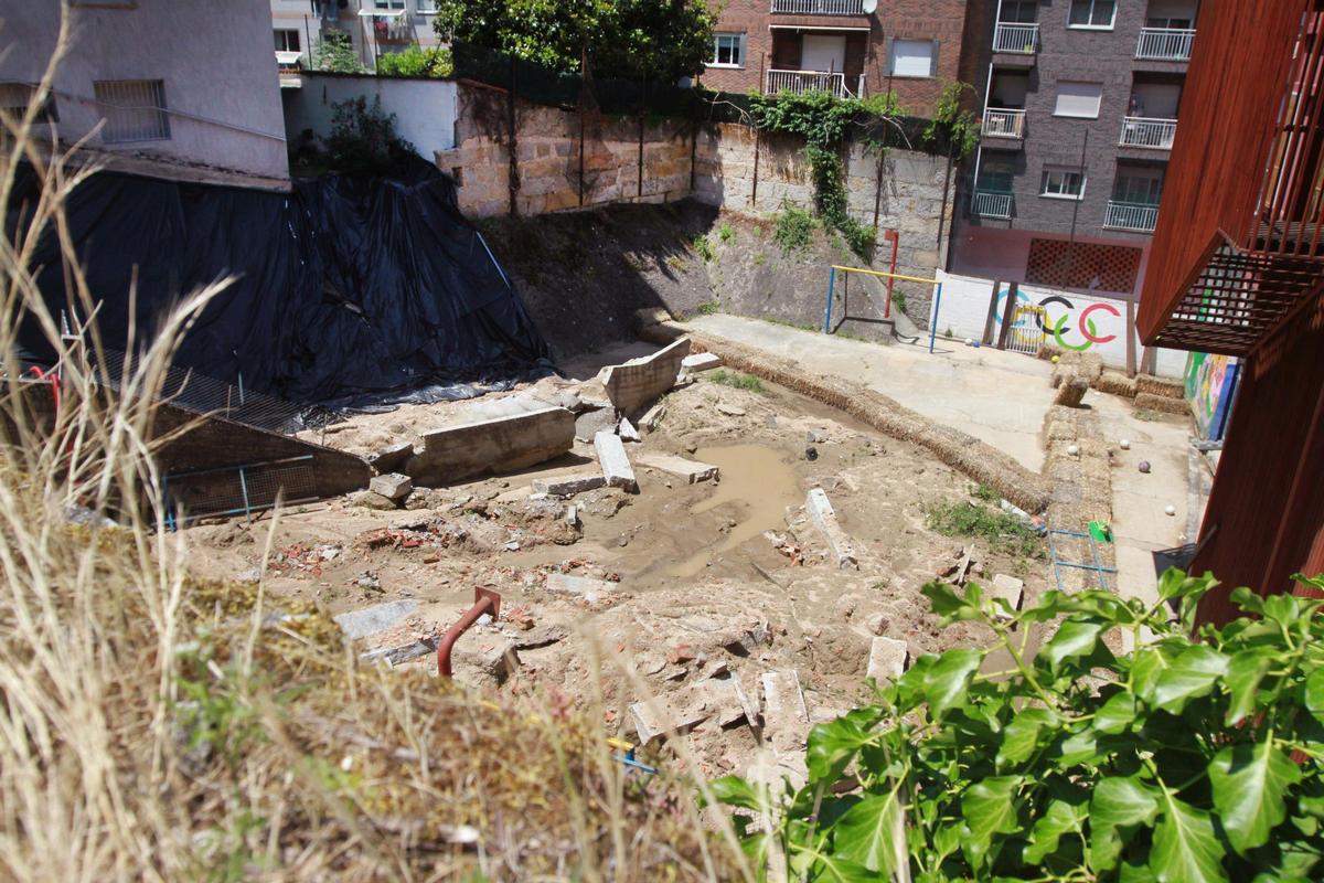 Estado del patio en junio de 2023, tres meses después del suceso.