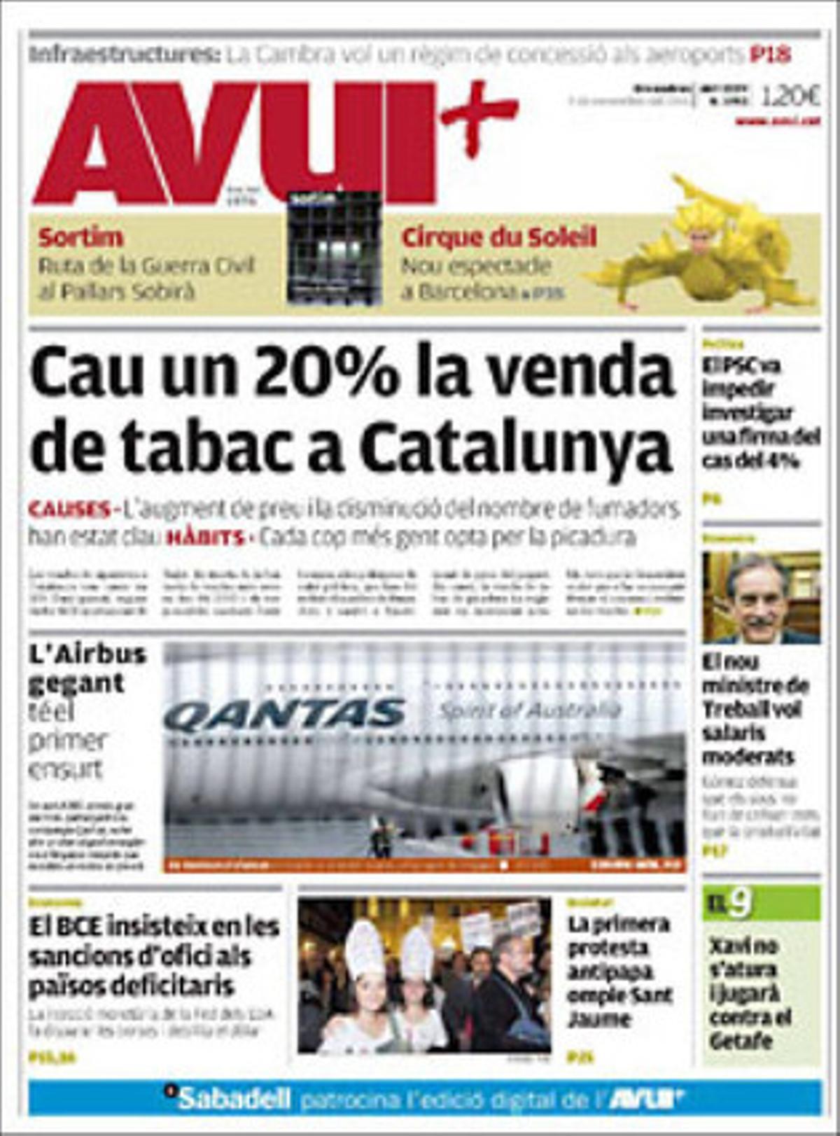 ’Avui’ també destaca a dins que la carn de vedella està afectada per la crisi i els nous hàbits en favor del pollastre, i que un jutge imputa un urbà jubilat de Barcelona per simular que li havien robat 13.000 euros a Castelldefels.