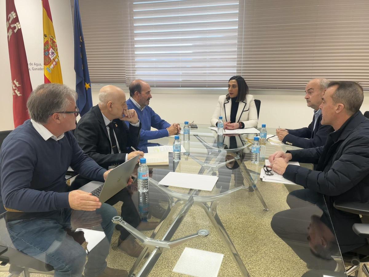 La consejera de Agua, Agricultura, Ganadería y Pesca, Sara Rubira, en una reunión con representantes del sector del queso.
