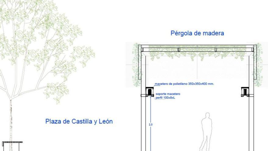 Detalle de la actuación en la Plaza de Castilla y León de Zamora.
