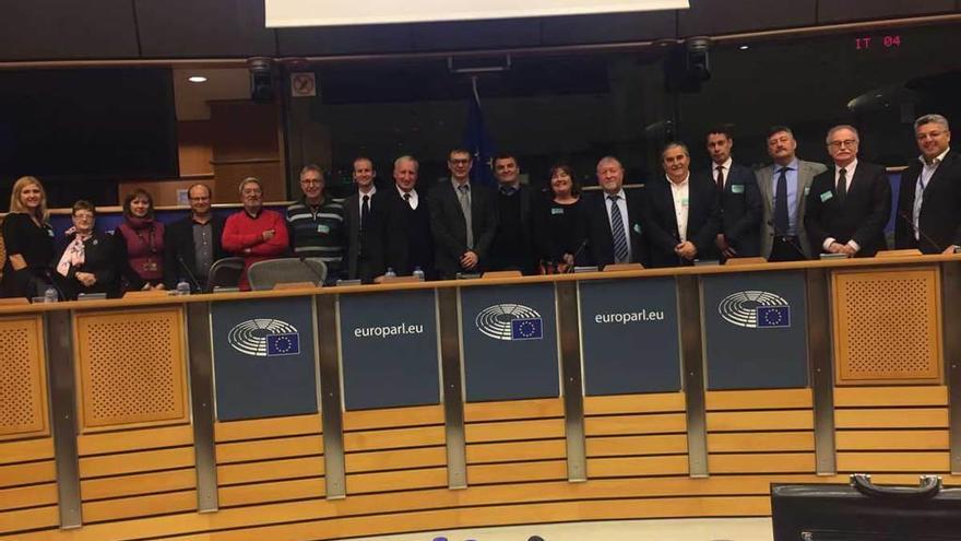 Los alcaldes mineros, durante su estancia en el Parlamento europeo, en Bruselas.