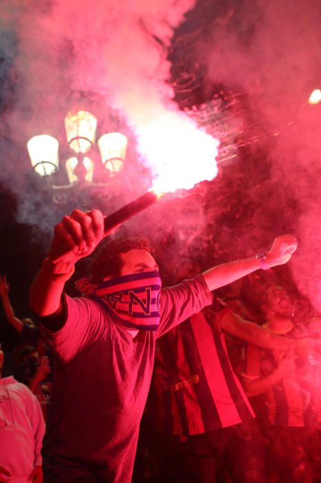 La afición del Barcelona celebra la Copa del Rey