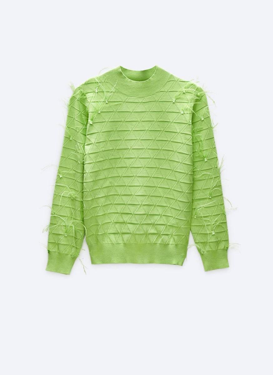 Jersey lima con plumas de Uterqüe