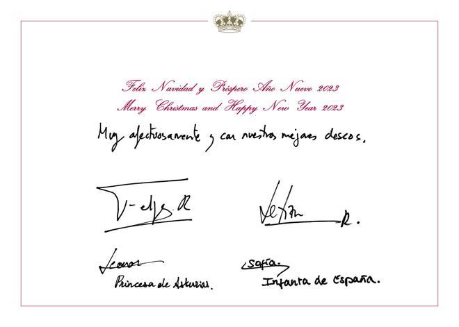 Carta de los Reyes de España y sus hijas