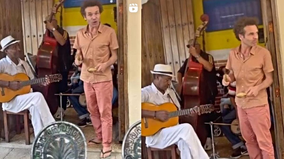 Adrián Costa, de Los saxos del Averno, cantando en Cuba endos planos del vídeo viral de 'Toda una vida'