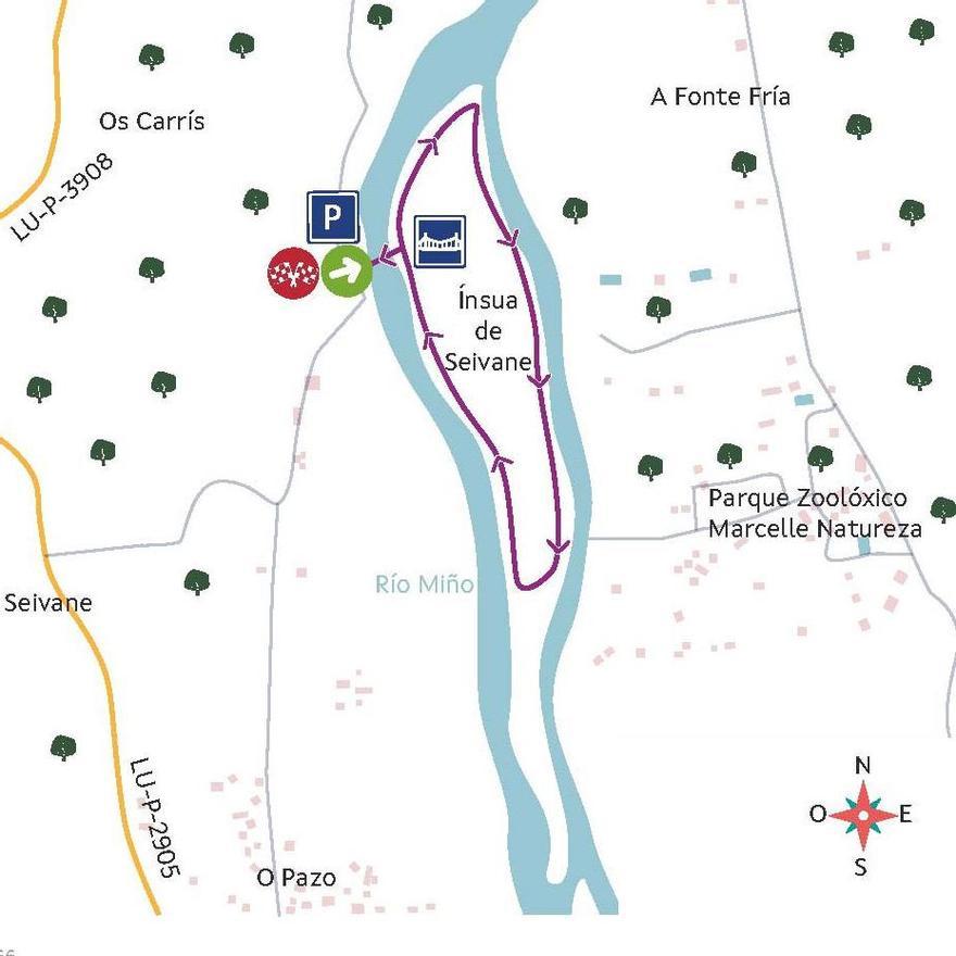 Mapa de la Ínsua de Seivane.