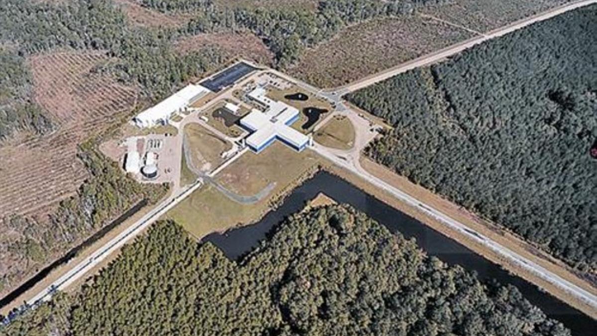 Imagen aérea del observatorio de ondas gravitacionales LIGO.