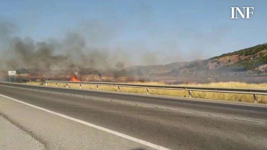 Incendio de matorral en la carretera de Pinoso