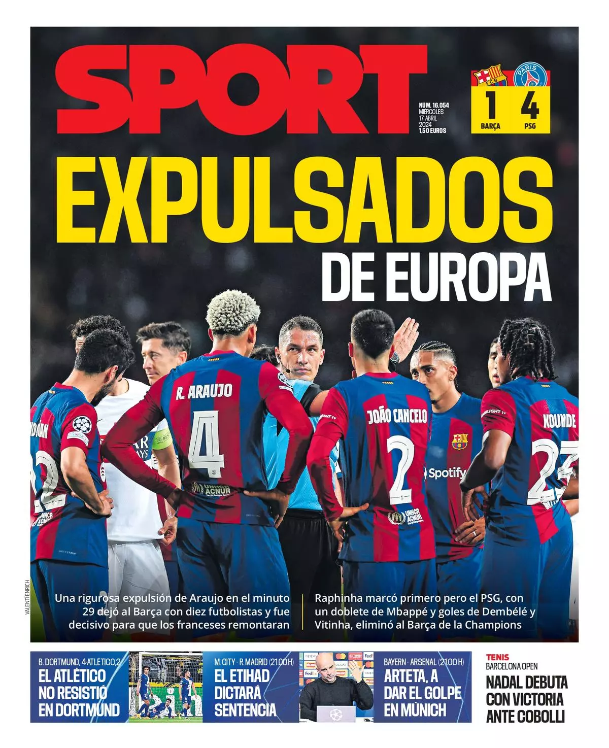 La portada SPORT de hoy, miércoles 17 de abril de 2024