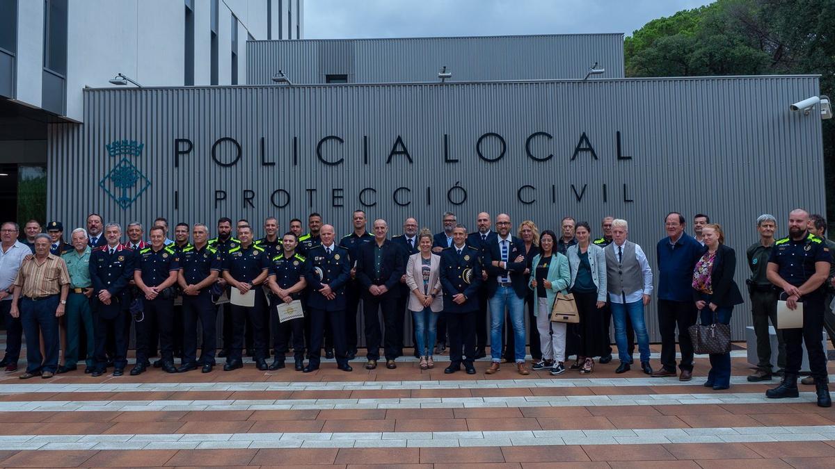 Els guardonats durant la festa patronal de la Policia Local de Lloret