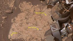 Lugar donde el rover Curiosity recogió las muestras del suelo marciano.