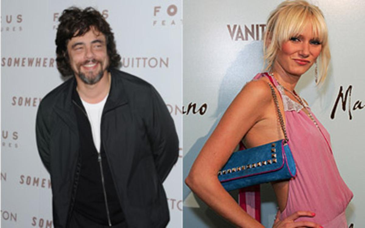 Benicio del Toro i Kimberly Stewart, en dues fotos d’arxiu.