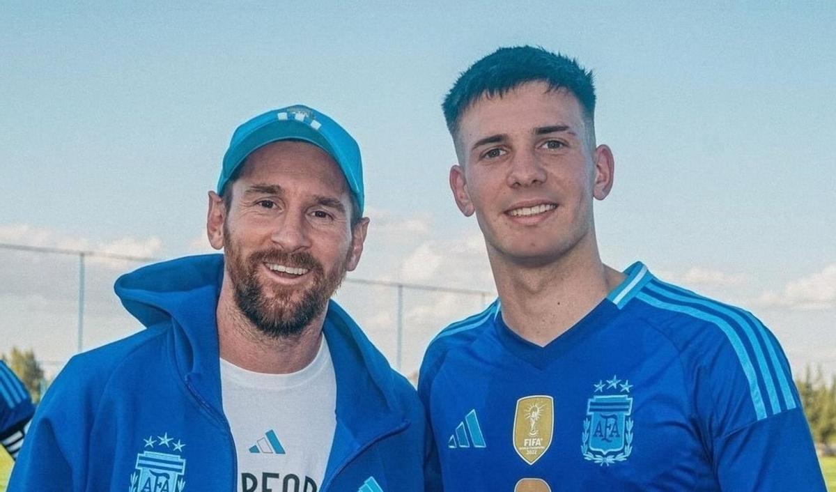 Leo Messi y Franco Mastantuono, en una concentración de la selección de Argentina.
