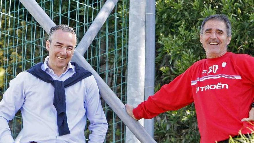 Miguel Torrecilla y Paco Herrera, durante su etapa en el Celta de Vigo.