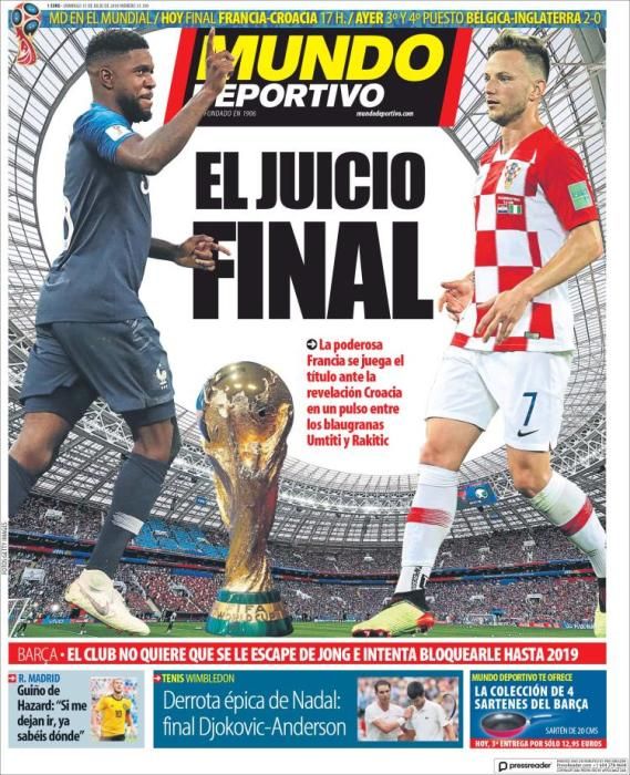 Portada MUNDO DEPORTIVO domingo 15 de julio 2018