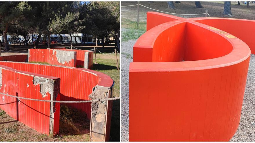 El ayuntamiento de Castelló restaura la obra de arte conceptual abandonada en el Pinar