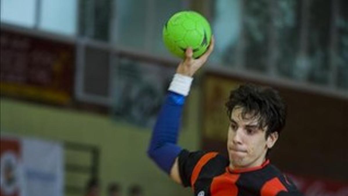 Samuel Redó, en pleno partido de balonmano en los Special Olympics.