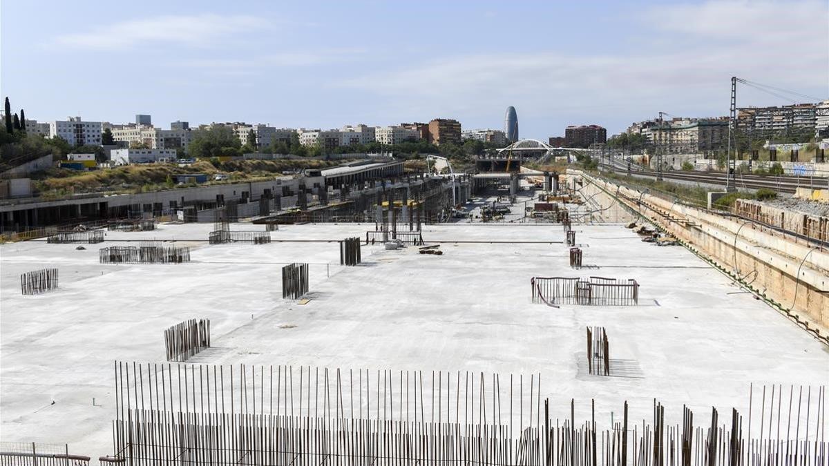 Las obras de la nueva estación del AVE, en La Sagrera