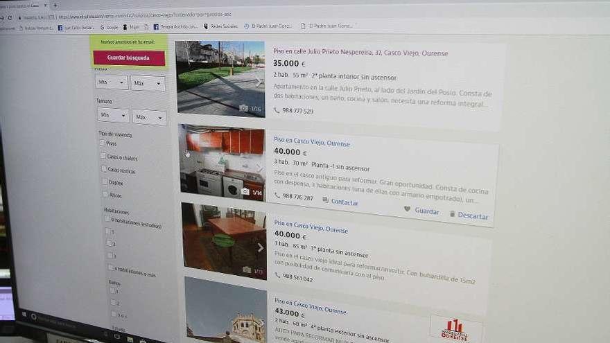 Captura de una página de inmobiliarias en internet. // Iñaki Osorio