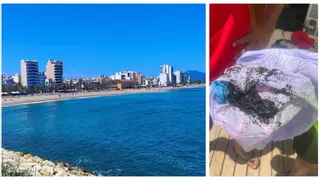 Cierran al baño la principal playa de Vinaròs tras detectar chapapote en el agua