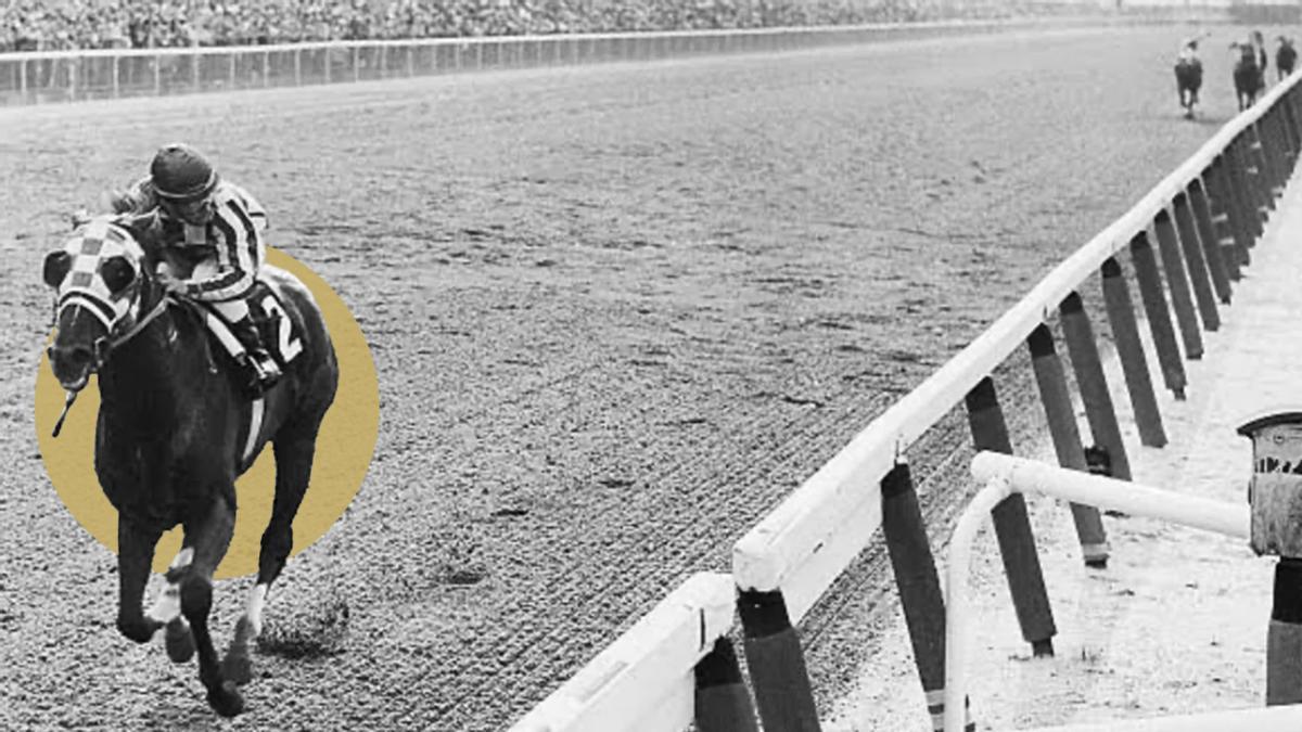 Imagen de la histórica victoria de Secretariat en Belmont en 1973