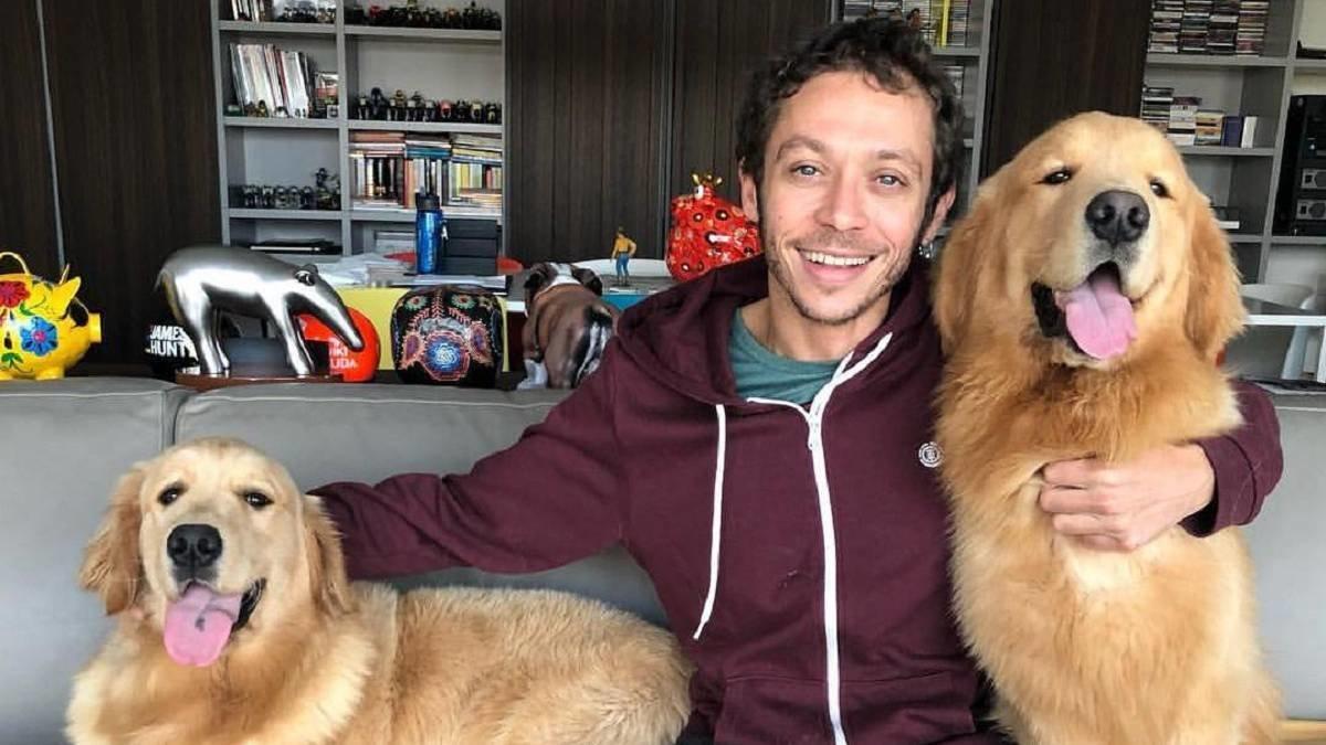 Valentino Rossi, en casa con sus perros