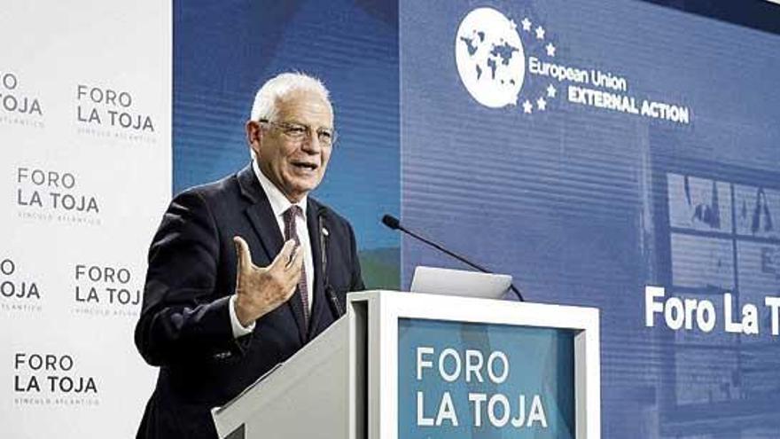 Josep Borrell, durante su intervención en la última jornada del Foro La Toja.