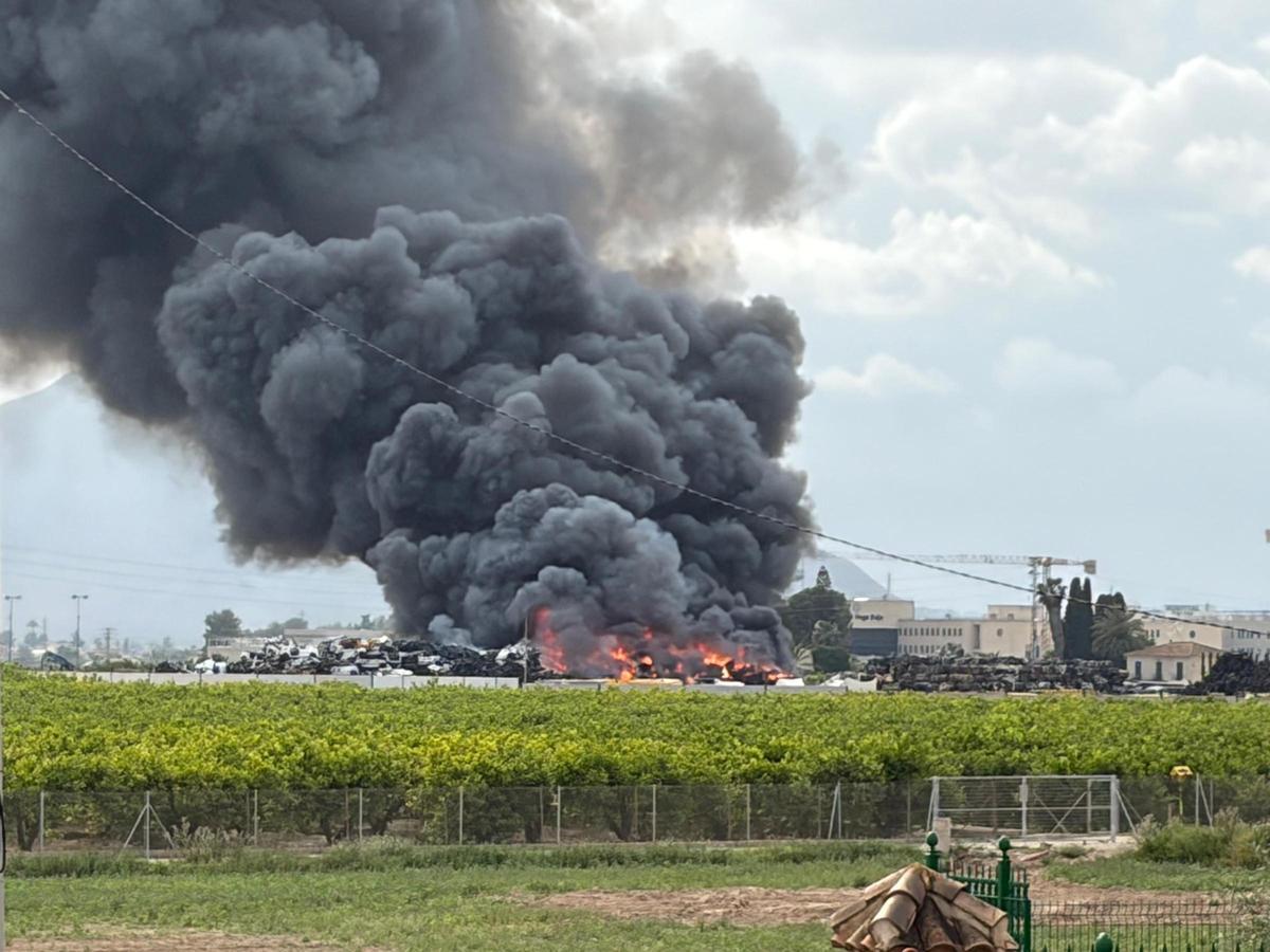Una gran columna de humo de un incendio en Orihuela alerta a los vecinos Una gran columna de humo de un incendio en Orihuela alerta a los vecinos
