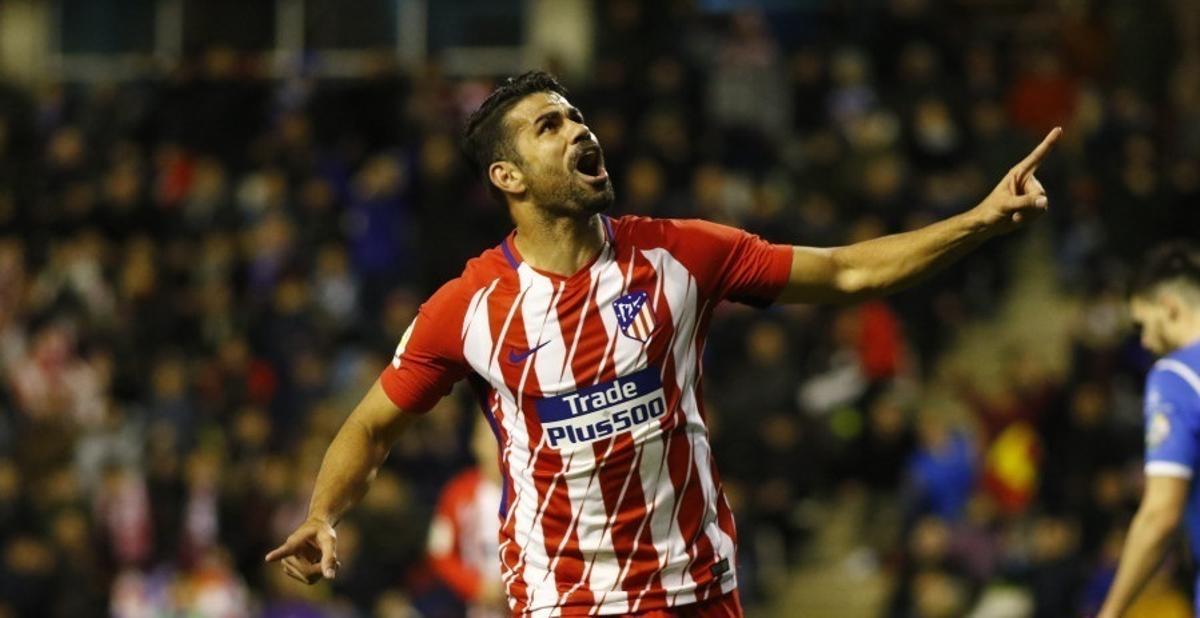 Diego Costa celebra un gol con el Atlético de Madrid.