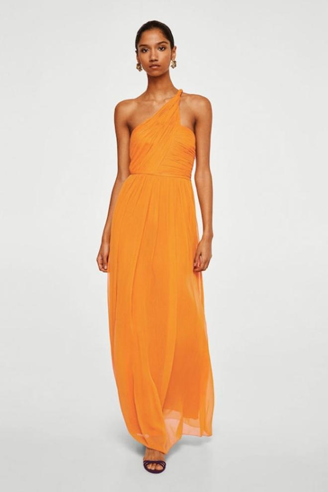 Vestido asimétrico con detalles drapeados de Mango