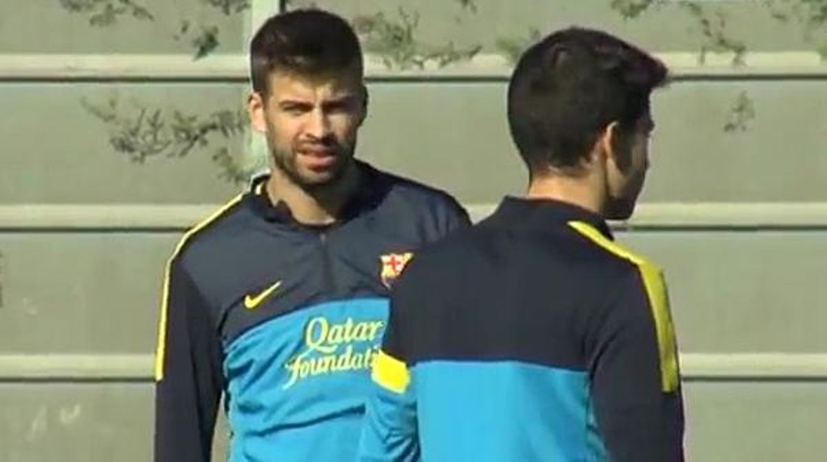 El jugador s’entrena amb la resta de l’equip, aquest dilluns.