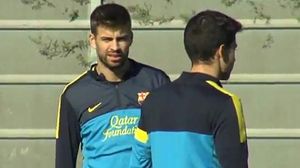 El jugador s’entrena amb la resta de l’equip, aquest dilluns.